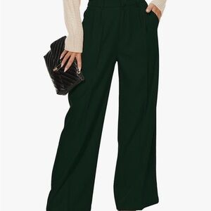 Elegant Green Wide-Leg Women's Pants small